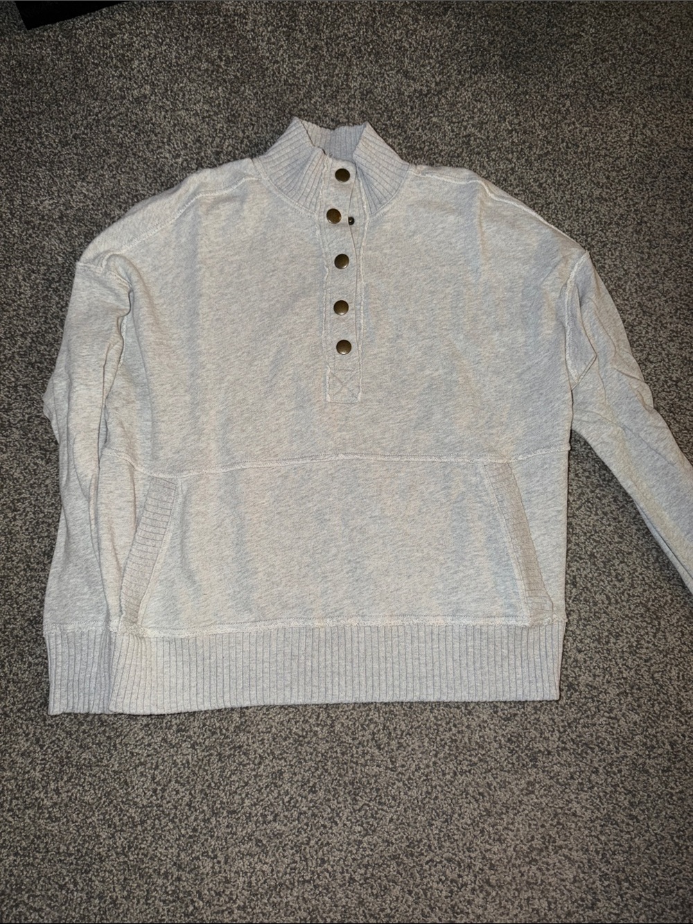 Women’s Button-Neck Light Gray Sweater Pullover